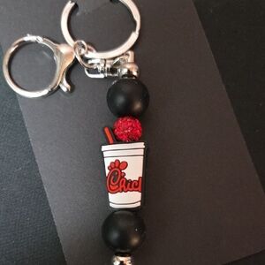 Chick-Fil A Black and Red Beaded Keychain